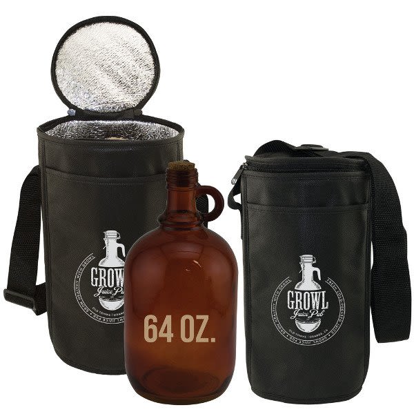Custom Printed Black Growler Bag