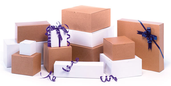 Heavy Weight White Gloss Natural Kraft One Piece Gift Boxes