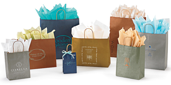 Metallic Tints on Natural Kraft Shopping Bags